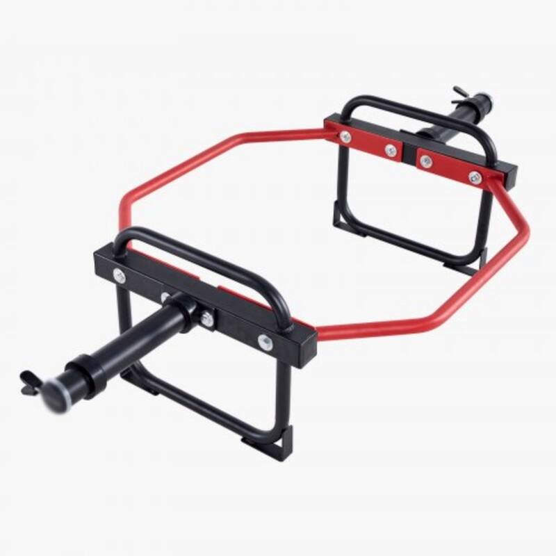 Adjustable Trap Bar with Spacer Rings for Comfortable Deadlift Squats and Weightlifting - 56.3” x 28.5” x 14.4” - Red