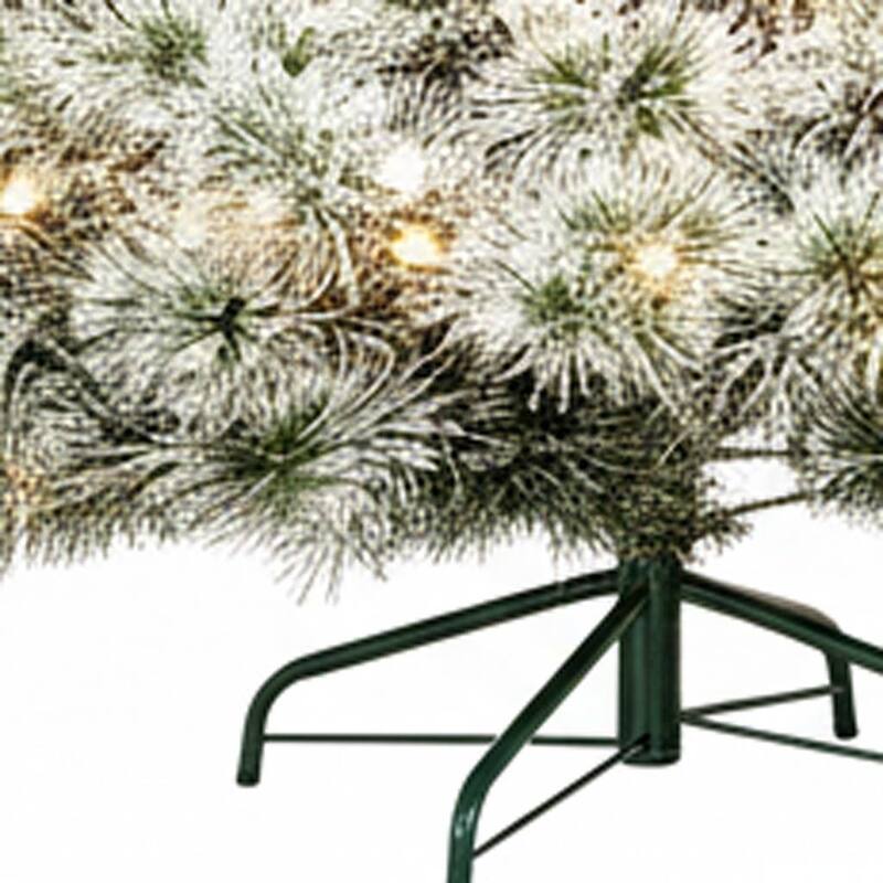 HomeRoots 9' White Pre Lit Full Flocked Spruce Christmas Tree - 58.00 in. x 108.00 in. x 58.00 in.