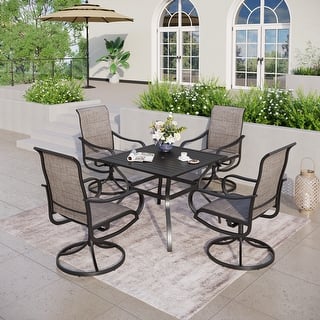 MAISON ARTS 5-piece Patio Dining Set with Swivel Textile Chairs