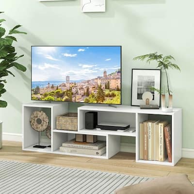 2 Pcs Adjustable TV Stands with Storage Cubes for TVs Up to 55 Inches - 42 inches