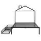 preview thumbnail 13 of 16, Full Size Metal Platform Bed with two drawers, House-Shaped Headboard Design