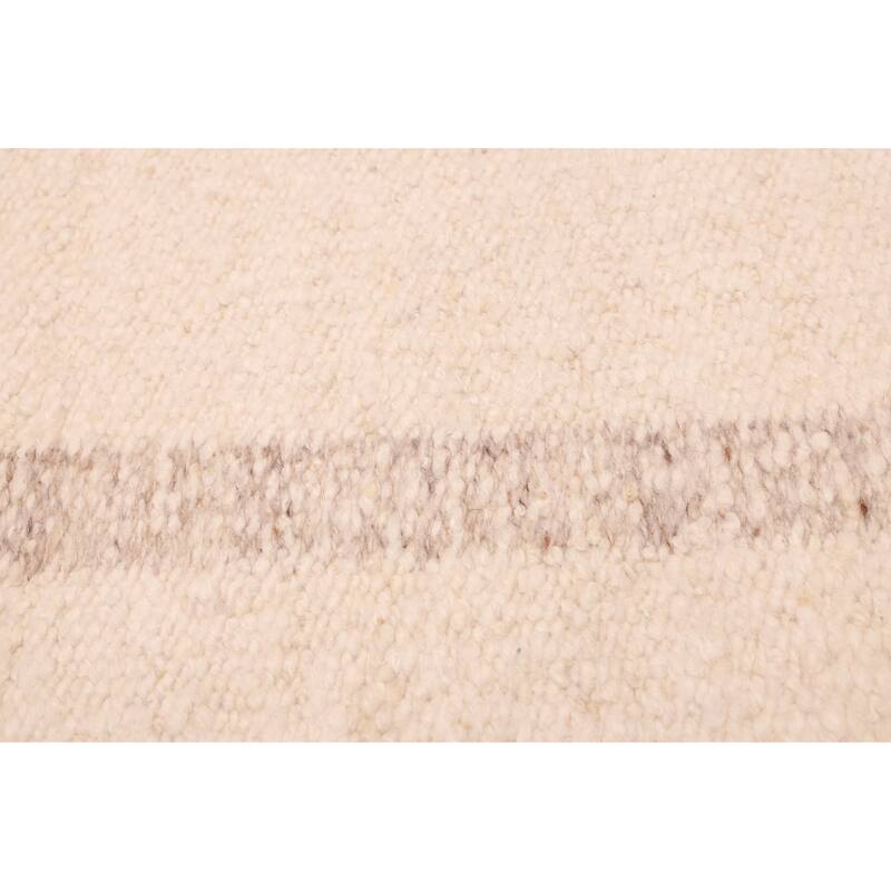 ECARPETGALLERY Hand Woven Looma Cream Wool Rug - 7'8 x 9'8