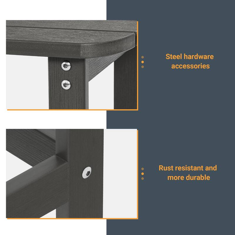 LIVOOSUN Patio Adirondack Plastic Wood Outdoor Side Table for Deck