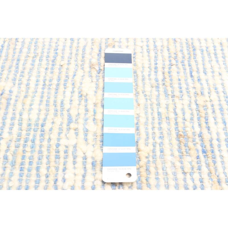 ECARPETGALLERY Braid weave Sienna Light Blue Wool Rug - 5'0 x 8'1