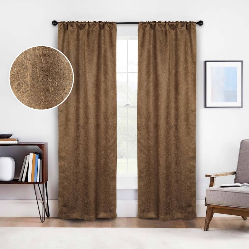Superior Senna Washable Room Darkening Curtains, Set of 2 Panels - 26" x 84" - Brown