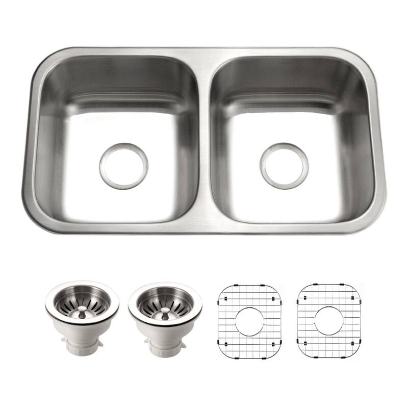 Houzer ED-3108-C Elite 31-1/2" Undermount Double Basin Stainless Steel - Stainless Steel - Stainless Steel