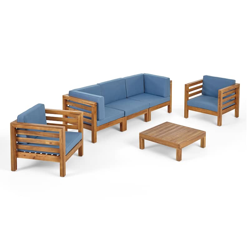 Oana Outdoor 5-seat Acacia Sofa and Club Chair Chat Set by Christopher Knight Home