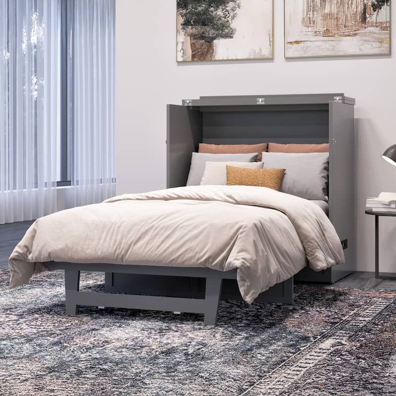 AFI Northfield Murphy Bed Chest with 6" Mattress, Storage Drawer & Built-In Charger