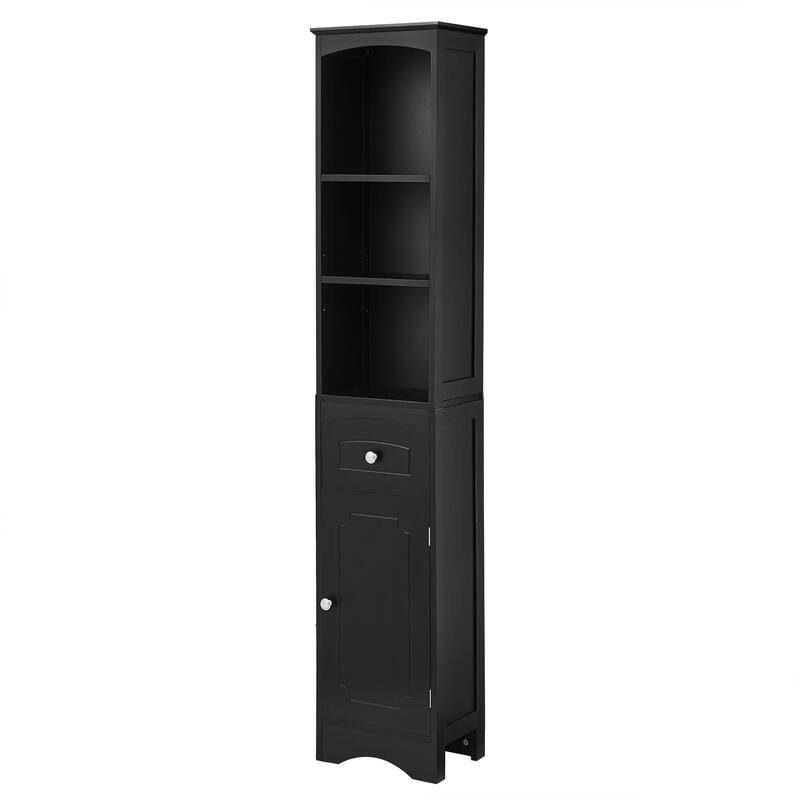 GDFStudio - Tall Bathroom Storage Cabinet, Freestanding with Drawer, Adjustable Shelf, MDF