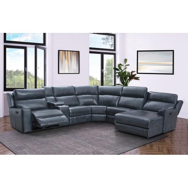 Shop Abbyson Bradley Top Grain Leather Reclining Sectional - Overstock ...