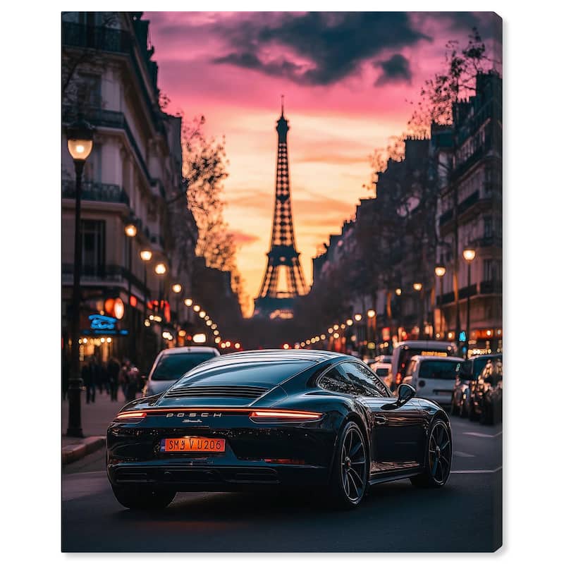 Parisian Porsche Twilight I Canvas by Art Remedy, Gallery Wrapped - 24" x 30"