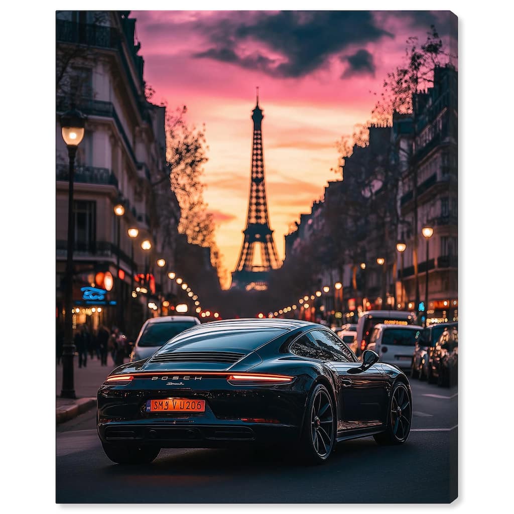Parisian Porsche Twilight I Canvas by Art Remedy, Gallery Wrapped