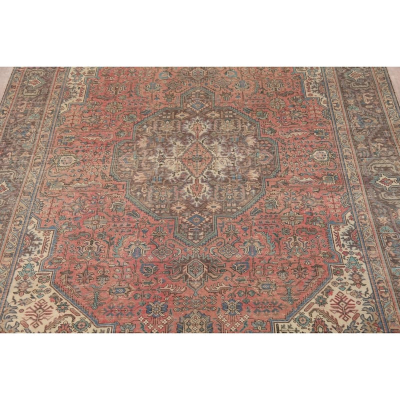 Pink Tabriz Persian Area Rug Hand-Knotted Traditional Wool Carpet - 9'8" x 12'8"