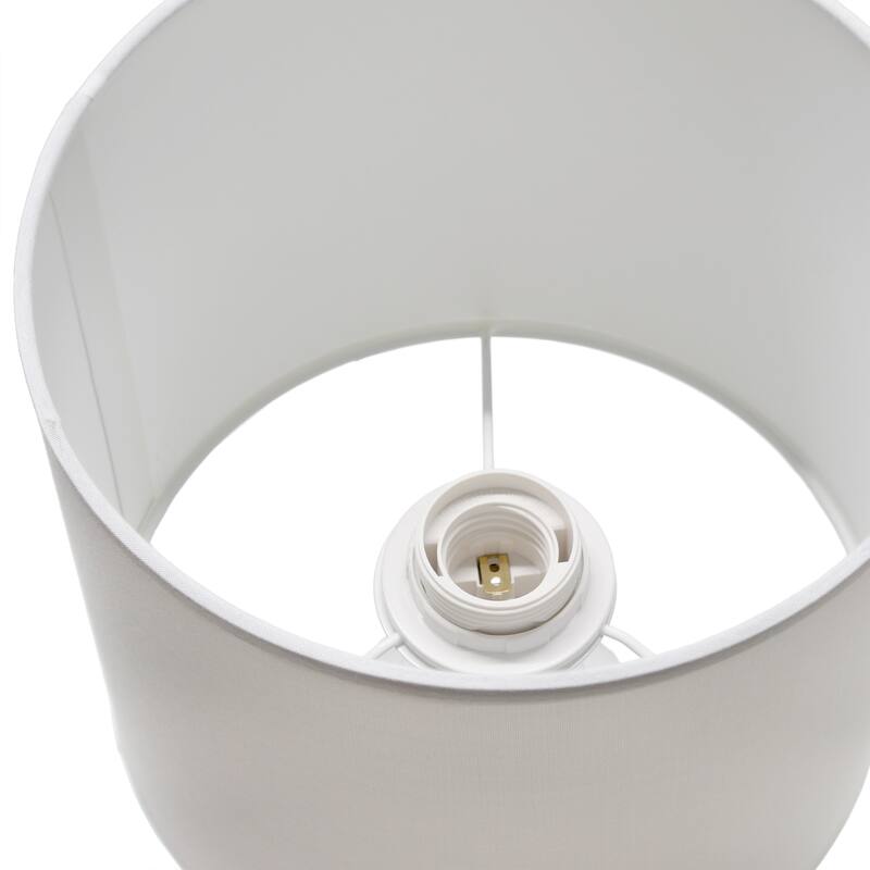 Vertical Grooved Ceramic Table Lamp with Drum Shade - 16" - White