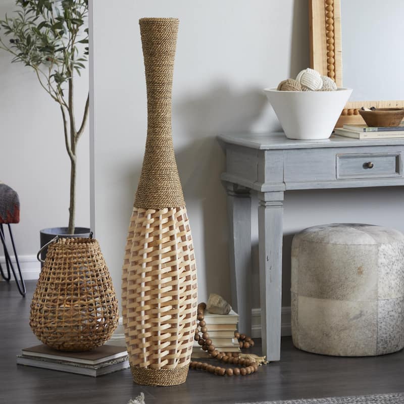 Seagrass Handmade Tall Woven Floor Decorative Vase - Brown - Roche River Decor