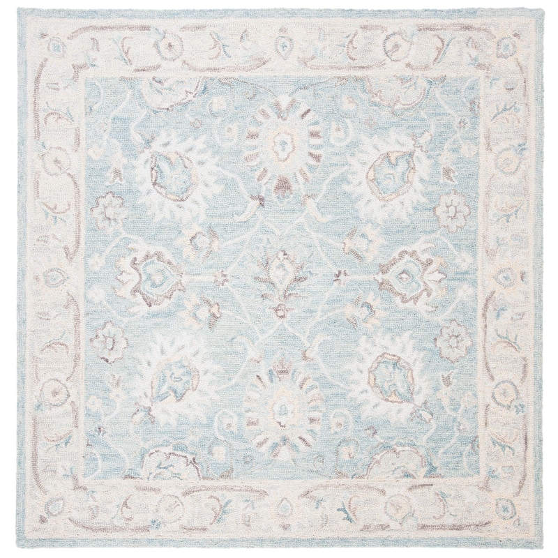 SAFAVIEH Handmade Blossom Riki Modern Floral Wool Rug - 6' Square - Grey/Multi