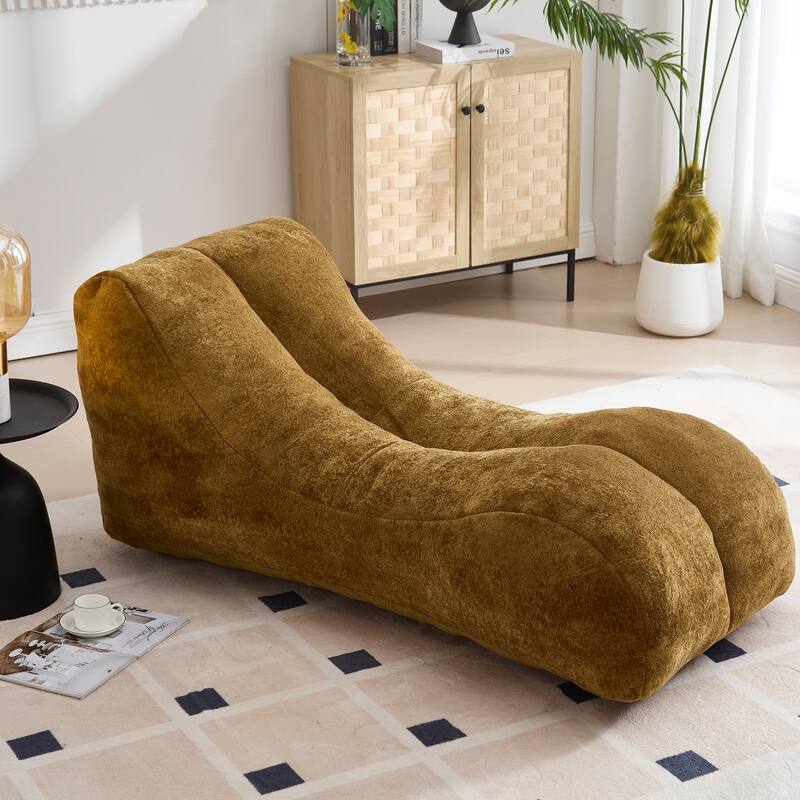 Modern Creative Bean Bag Chair Curves Lazy Sofa for Living Room Bedroom Lounge - Brown