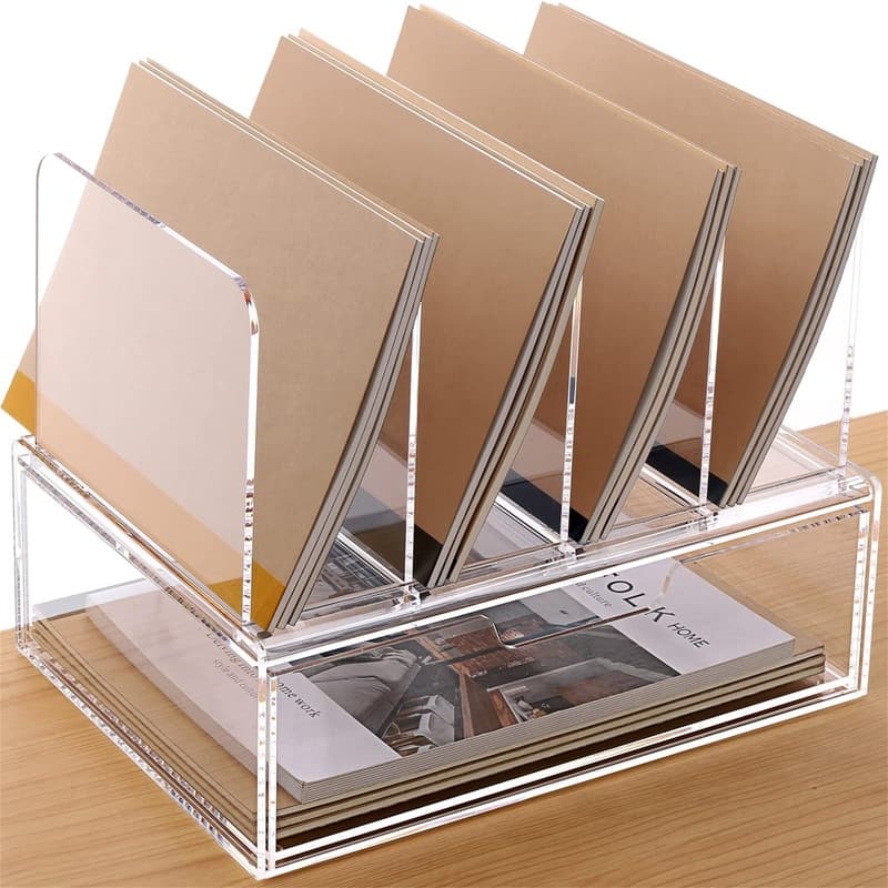 Desk Organizers and Accessories - 9"D x 12.2"W x 4.6"H - Polished - Clear