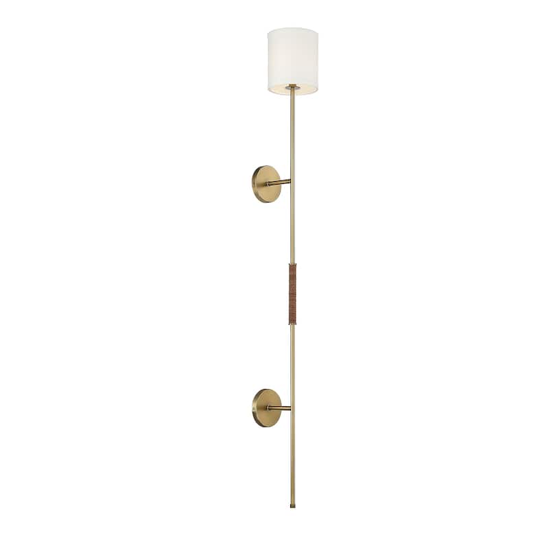 Trade Winds Nico 1-Light Wall Sconce in Natural Brass with Leather Accent