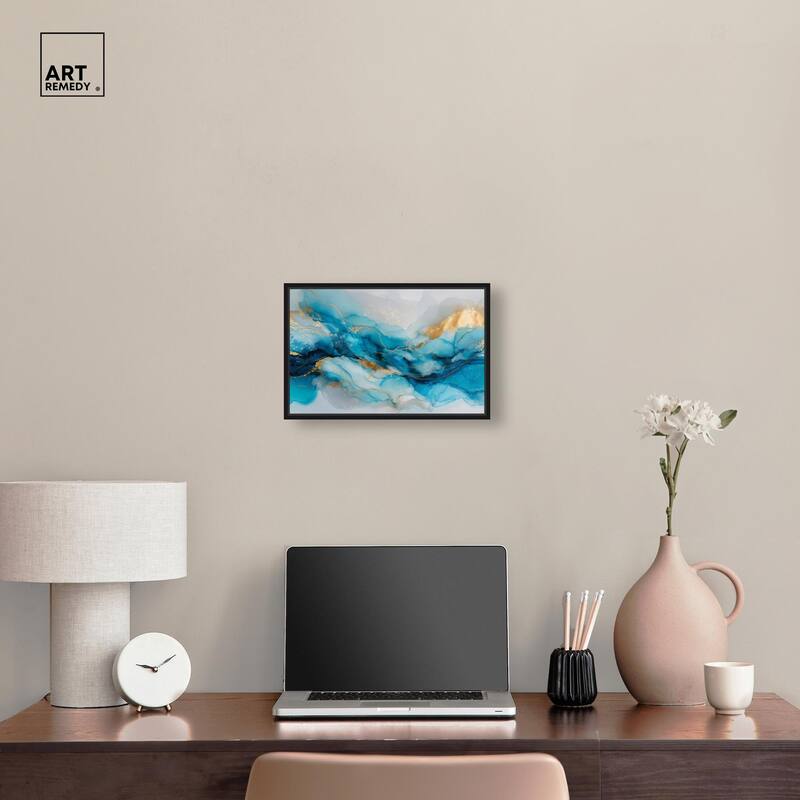 Ethereal Blue and Gold Canvas by Art Remedy
