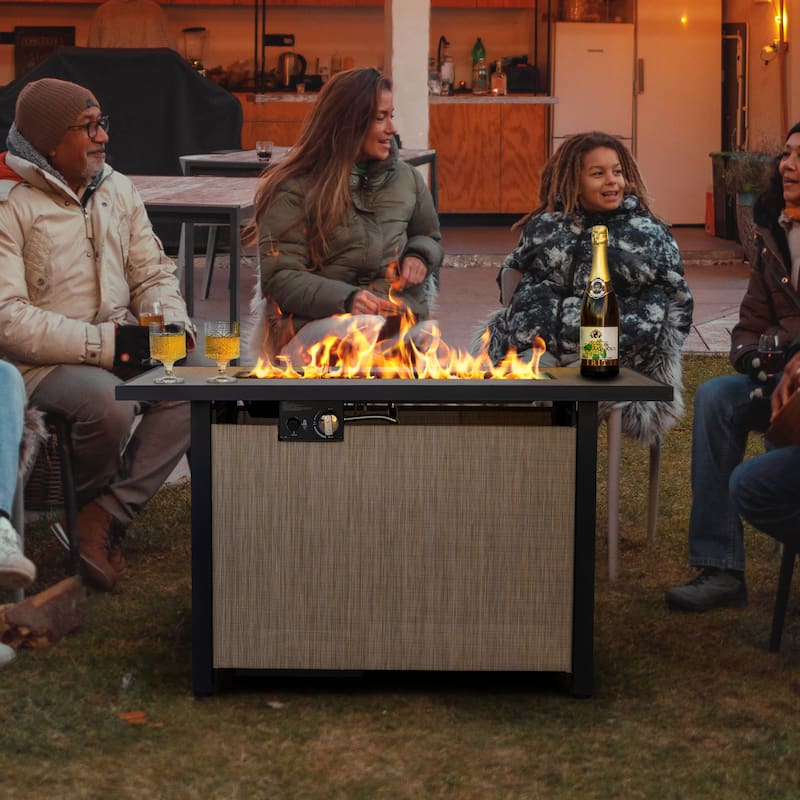Outdoor 43’’ Fire Pit Table, 50,000 BTU Propane Fire Pit with Lid