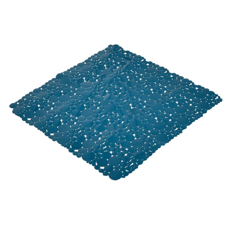 Bubbles Non-Slip Square Shower Mat 20 L X 20 W - Solid Peacock Blue