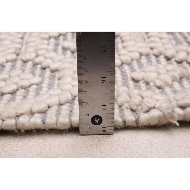 ECARPETGALLERY Braid weave Sienna Cream, Grey Wool Rug - 3'0 x 5'0