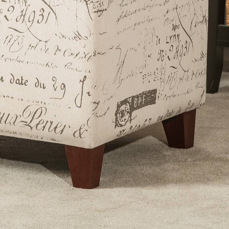 Adeco Storage Ottoman Fabric Bench, Rectangular Linen Foot Rest Stool