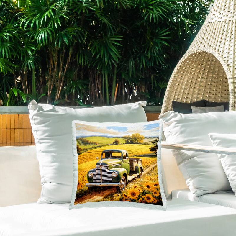 Stupell Truck Through Sunflower Field Printed Outdoor Throw Pillow Design by Heidi Kuntz