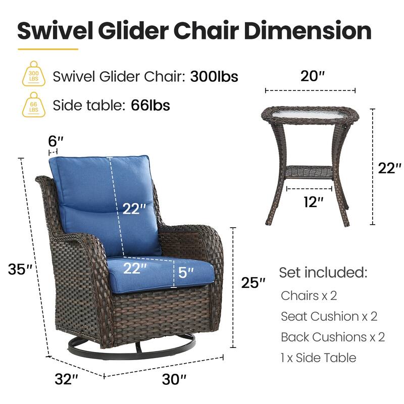 Outdoor Swivel Rcoker Patio Chair with Coffee Table