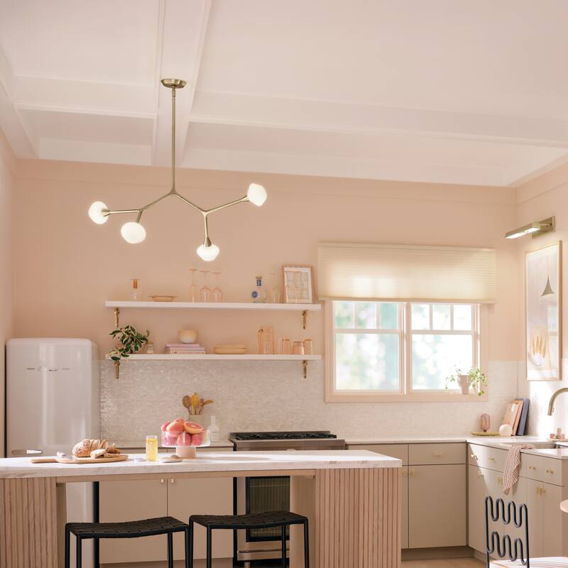 Cassius 39.5 Inch 4 Light Convertible Chandelier with Opal Glass in Champagne Bronze