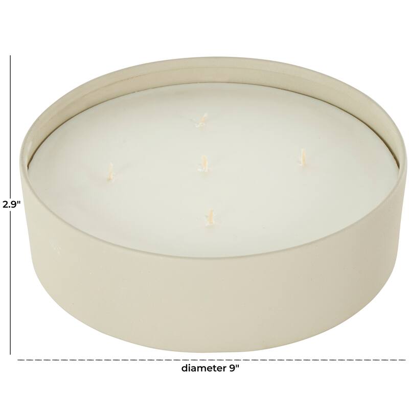 Cream, Black or Beige Metal Scented Textured 59oz 5 Wick Decorative Candle with White Wax