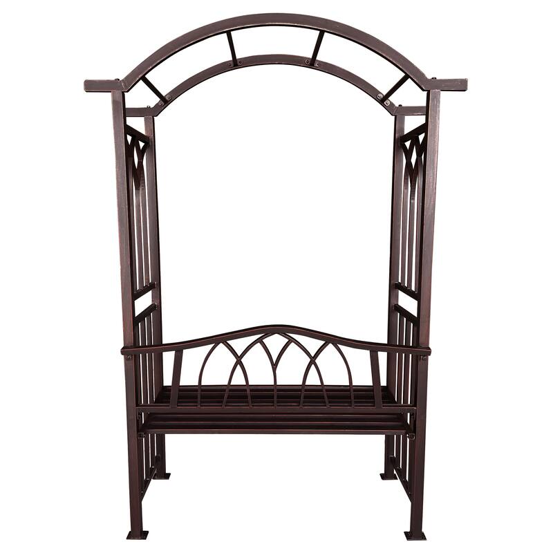 Aluminum Garden Arch with 2-Seater Bench - N/A
