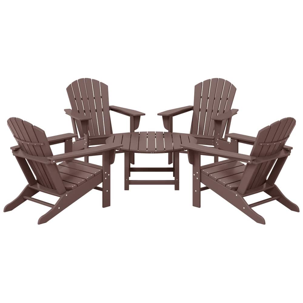 Altura Outdoor 5-Piece Adirondack Chair & Round Coffee Table Conversation Set