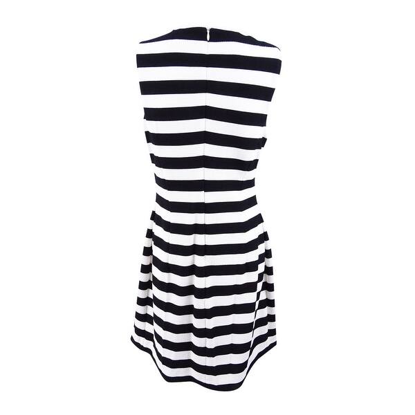 Shop Jessica Howard Women S Petite Striped A Line Dress Black