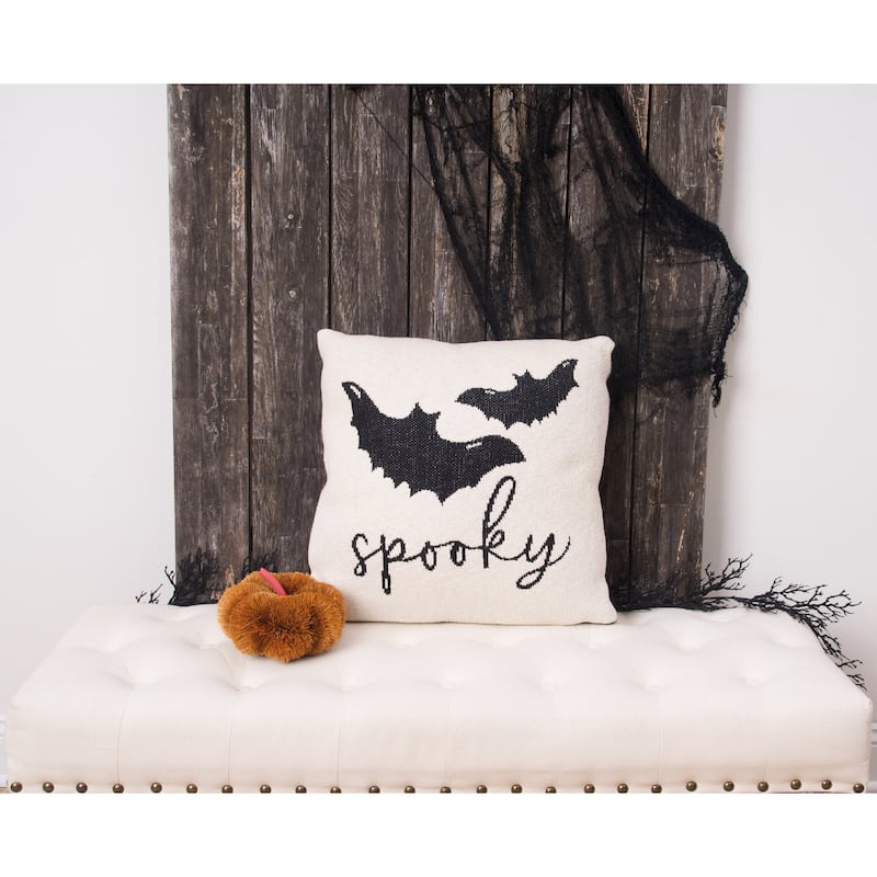 20" x 20" Bats Reversible Halloween Knitted Pillow