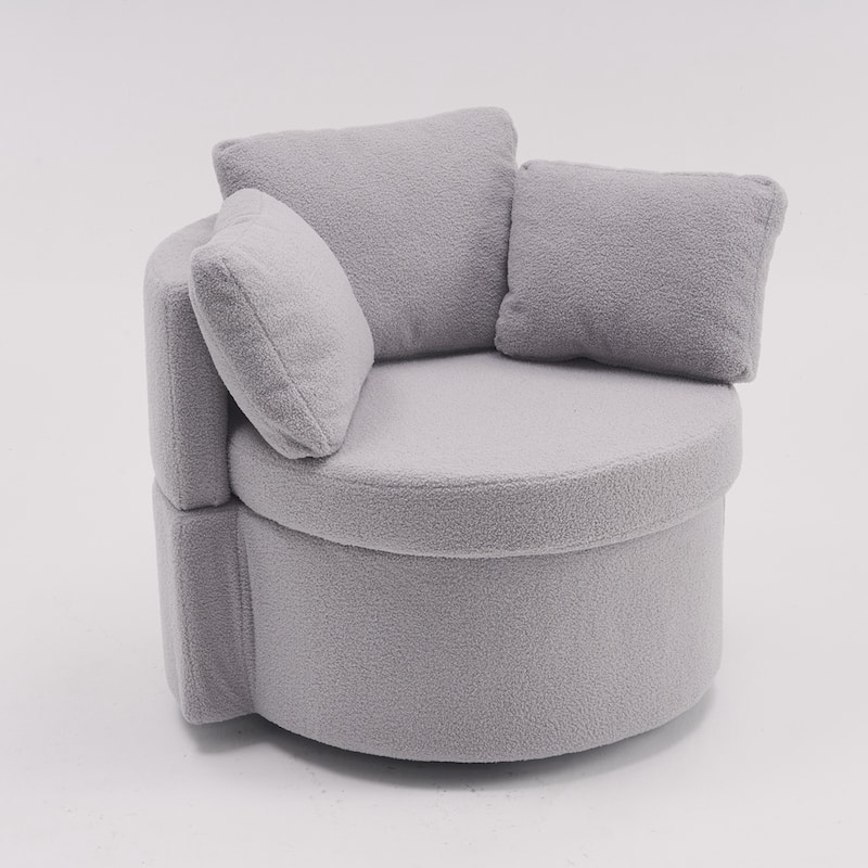 Swivel And Storage Chair With Back Cushion For Living Room