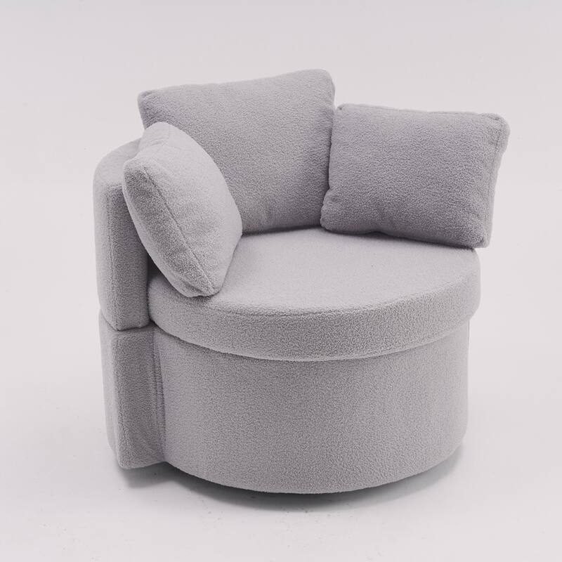 Teddy Fabric Swivel Storage Chair With Back Cushion