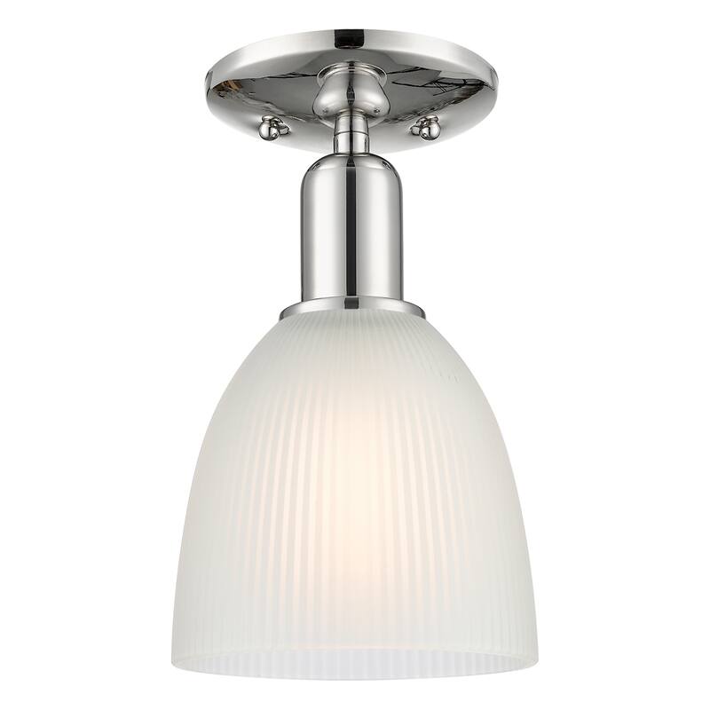 Innovations Lighting Endless Possibilities Arcadia - Castile - 1 Light 6" Semi-Flush Mount - Polished Nickel/White