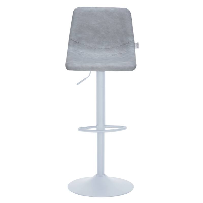 Adjustable Height Bar Stool in Leather Upholstery With White Iron Base Tilbury Collection