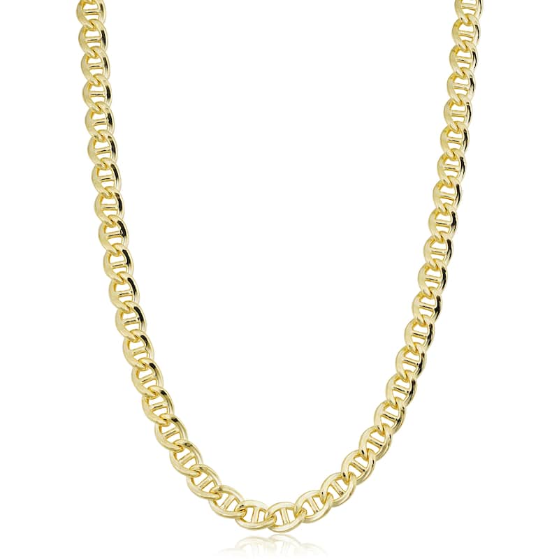 14k Yellow Gold Filled 6.8 mm Mariner Link Chain Necklace for Men