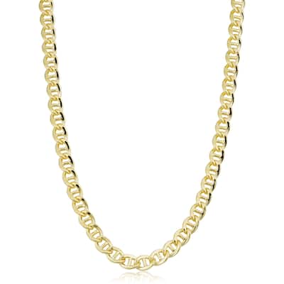 14k Yellow Gold Filled 6.8 mm Mariner Link Chain Necklace for Men