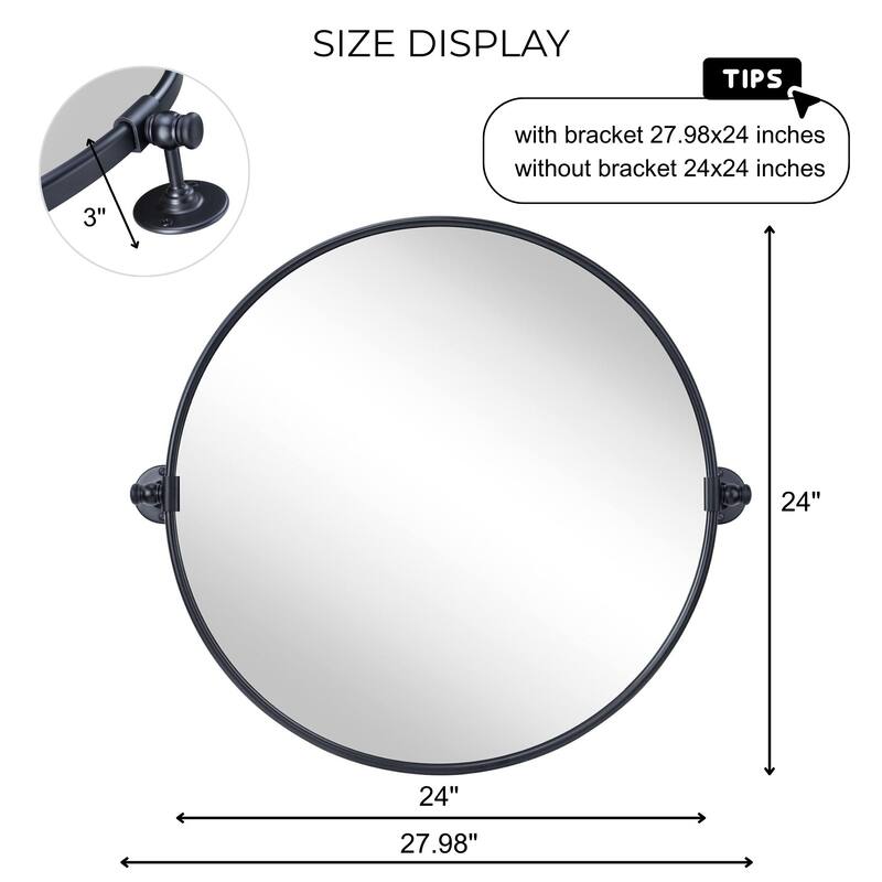TEHOME Adlina Round Metal Wall Mirror - 24'' x 24''