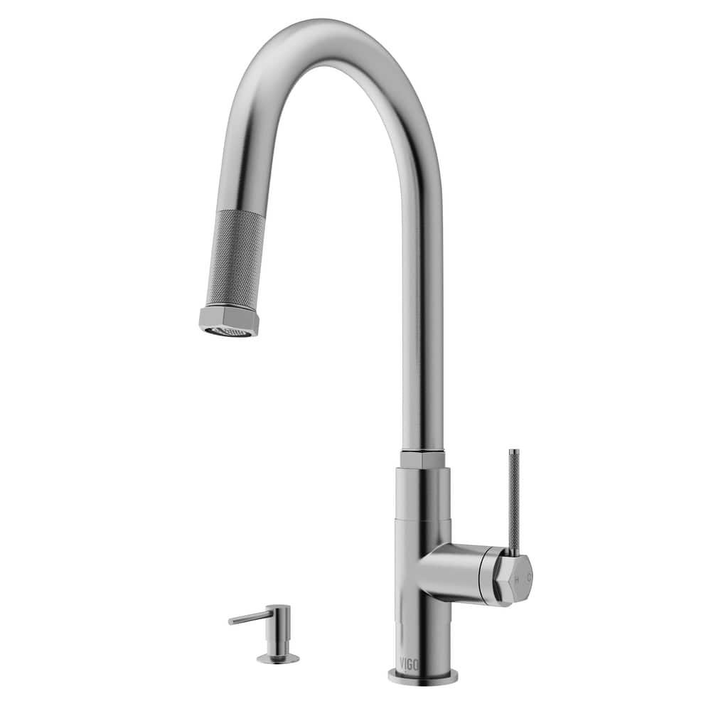 VIGO Hart Arched 18" H Single Handle Pull-Down Kitchen Faucet