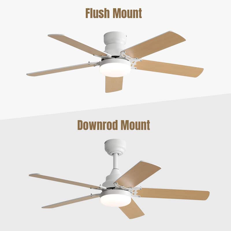 42“/52"/60"/48" Noiseless Walnut Wood Ceiling Fan with Remote Control, Integrated Light Optional