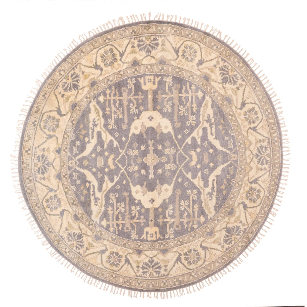 ECARPETGALLERY Hand-knotted Royal Oushak Dark Grey Wool Rug - 7'9 x 7'9