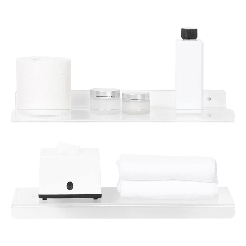 Acrylic Floating Shelves for Wall Mounted, Clear Acrylic Shelves for Bedroom and Kitchen Room Wall Display Shelf Clear