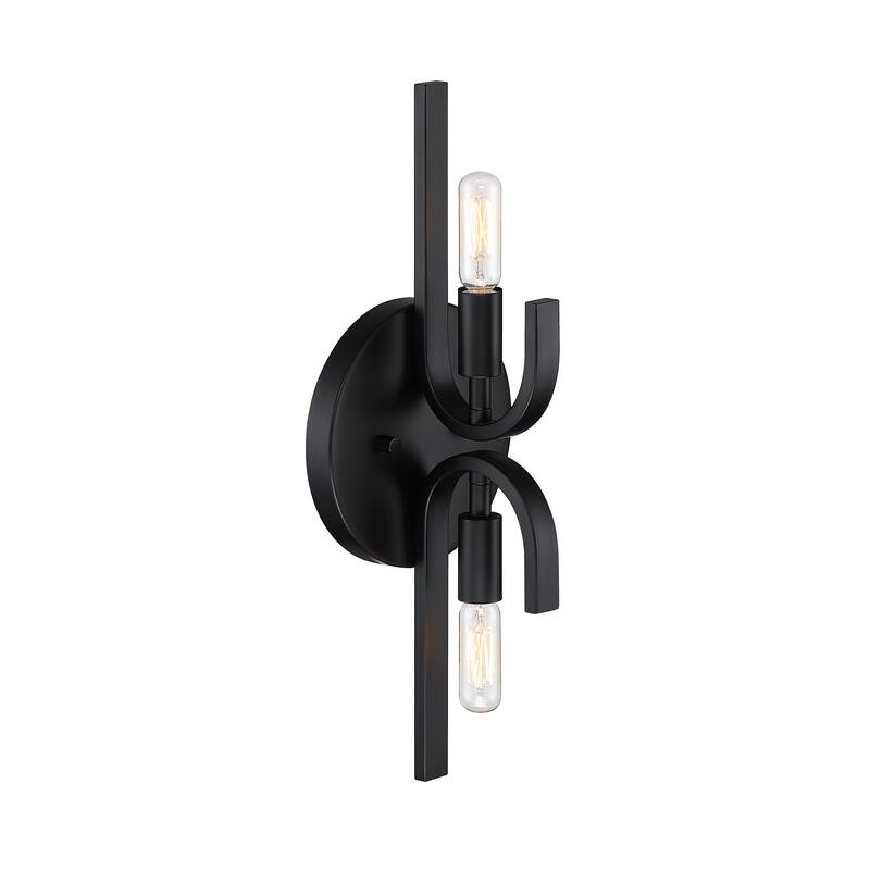 Skye 6.25 in. 2-Light Matte Black Wall Sconce Light for Bathrooms