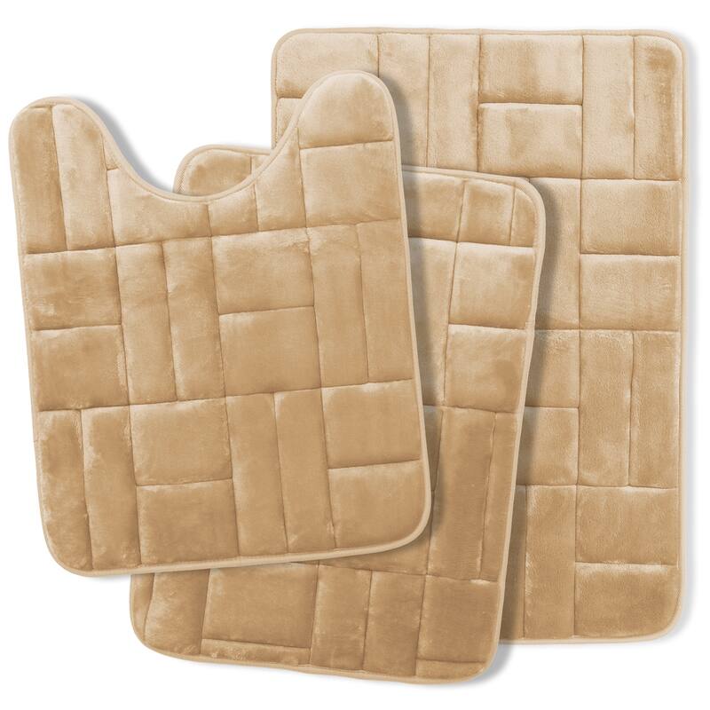Clara Clark Ultra Soft Non Slip and Absorbent Bath Rug - Tiled Velvet Memory Foam Bath Mat