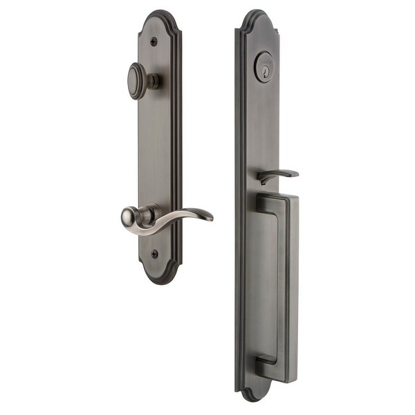Grandeur ARCDGRBEL_ESET_238_RH Arc Solid Brass Rose Right Handed Keyed Entry Single Cylinder Full Plate "D" Grip Handleset with